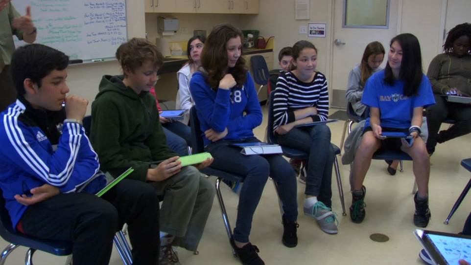 Students during a classroom discussion